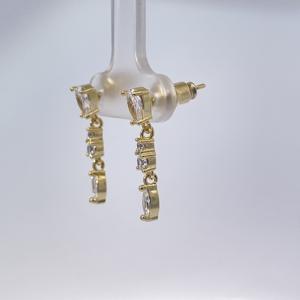 Pendientes Largos Clásicos y Elegantes de Tianyu Gems, Chapados en Latón con Oro, con Circonita Blanca en Corte Marquesa para Mujer - Product Image 3