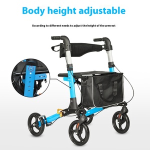 <span class=keywords><strong>Andador</strong></span> y <span class=keywords><strong>andador</strong></span> de aleación de aluminio de <span class=keywords><strong>cuatro</strong></span> <span class=keywords><strong>ruedas</strong></span> personalizado, práctico <span class=keywords><strong>asiento</strong></span> plegable pequeño, carrito de ayuda para movilidad de ancianos para personas discapacitadas - Product Image 3