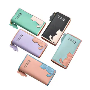 2022 New Arrival Zipper Buckle Wallet Long Tassel Card Holder Wallet Cat Decoration Luxury Anime Wallet For Girls