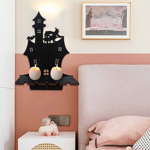 Décorations murales bohèmes d'Halloween en stock, étagères créatives en bois ajouré en forme de château pour la décoration intérieure. - Product Image 4