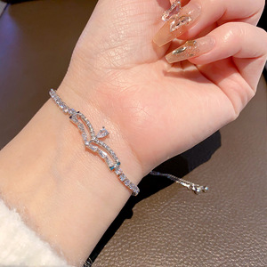 Pulsera con Forma de Gota de Agua, Oro y Plata, Aleación de Zinc, Engaste de Garras, Alas, Borlas Dobles, Pulseras de Hilo de Moda - Product Image 4