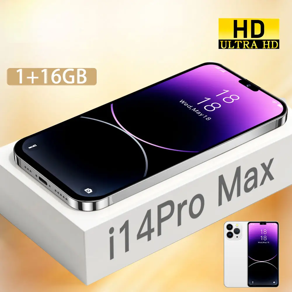 New Cheap i14 pro Max Dual SIM Card Cell Phone Beauty Camera Gaming Smart Phone Face Recognition Waterproof Mobile Phones