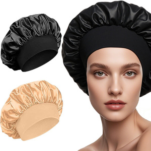Serviette à cheveux double couche en satin <span class=keywords><strong>de</strong></span> soie grande taille pour femme, avec logo personnalisé, <span class=keywords><strong>bandeau</strong></span> très élastique, <span class=keywords><strong>bonnet</strong></span> <span class=keywords><strong>de</strong></span> nuit et <span class=keywords><strong>de</strong></span> <span class=keywords><strong>bain</strong></span> pour un confort optimal - Product Image 1