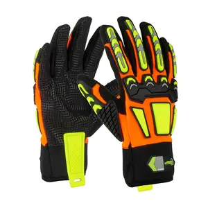 High visibility safety impact cotton gloves oilfield work mechanical gloves