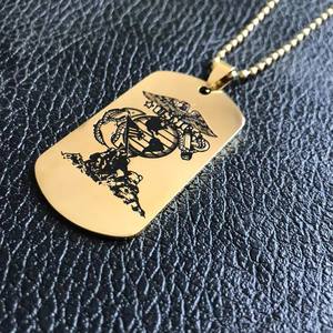 新しいステンレス製海兵隊スクエアチャームネックレス、カスタムメンズシールイーグルネックレス、ファッションジュエリーデザイナーネックレス - Product Image 4