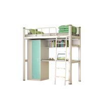 Lit mezzanine tout en acier avec bureau intégré, mobilier adapté aux dortoirs scolaires, d'appartements, d'usines et d'entreprises