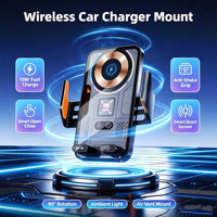 Ready to Ship Products Hands Free Touch 90° Rotation Smart Sensor With RGB Light for iPhone 15W Car Wireless Charger Bracket