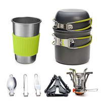 Combinaison de poêle à gaz Portable écologique, pour 1 ou 2 personnes, Mini batterie de cuisine de Camping, pour la randonnée, plein air