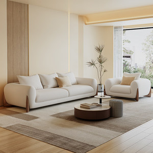 Sofá de Tres Plazas en Forma de L, Estilo Italiano Minimalista Moderno, Estructura de Madera, Tapizado en Lana de Cordero, Ecológico, <span class=keywords><strong>para</strong></span> Hotel, Apartamento, Sala de Estar - Product Image 3