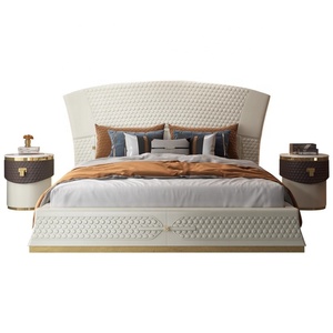 Set <span class=keywords><strong>Letto</strong></span> di Lusso Moderno Italiano con Struttura in Legno Massello, <span class=keywords><strong>Testiera</strong></span> in Vera Pelle Imbottita, Colore Opzionale, <span class=keywords><strong>Letto</strong></span> 1.8m - Product Image 4