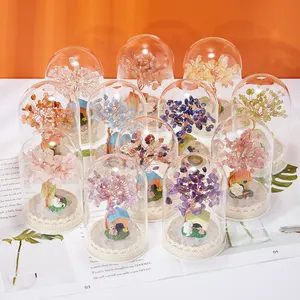 Commercio all'ingrosso di cristallo di quarzo gemma albero fiore agata fetta Base artigianale bottiglia di vetro guarigione stile energetico regali per le donne ragazze
