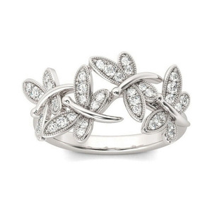 Anello Floreale a Forma di Libellula e Farfalla per Donne, Gioiello Scintillante di Lusso per Dito Indice - Product Image 1