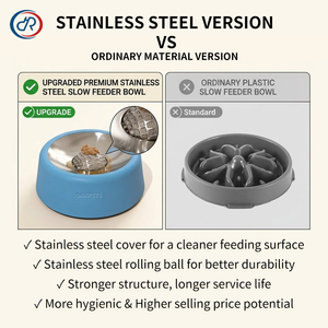 Neues Design Edelstahl Slow-Feeder Hundenäpfe für Flüssige Leckereien Rutschfester Hunde-Lecknapf mit Leckball Lick & Roll Schüssel - Product Image 4