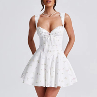 Robe Courte Évasée Vintage Blanche Florale Personnalisable Style Corset Coquette pour Femme – Idéale Été