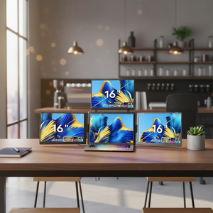 จอภาพพกพาแบบพับได้ขนาด 16 นิ้ว ความละเอียด 1200P IPS Quad พร้อมสายเชื่อมต่อ USB-C สำหรับขยายหน้าจอแล็ปท็อป โทรศัพท์มือถือ เวิร์กสเตชัน ธุรกิจ มีสินค้าในสต็อก - Product Image 1