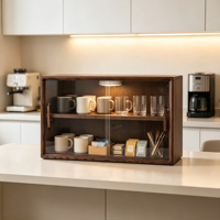 Vitrina de Madera Maciza de Boj con Luz LED y Puertas de Cristal, para Coleccionables y Figuras, Venta al por Mayor, Marca Privada, OEM
