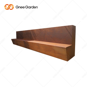 Banc-jardinière moderne et confortable en acier Corten, portable, pour extérieur, avec revêtement en poudre, solution de plantation et de sièges de jardin, pour usage scolaire, certifié CE - Product Image 2