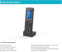 Teléfono de Escritorio con Accesorios Completos, Inalámbrico, Wifi, 4G, Todas las Bandas, Teléfono IP de Escritorio, Teléfono VOIP Empresarial para Oficina/Escuela/Hoteles