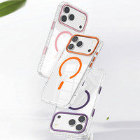 Étui de téléphone magnétique avec cadre d'objectif en métal pour iPhone 18 Pro / 18 Pro Max, dos transparent, ajustement fin, résistant aux rayures, protection contre les chutes