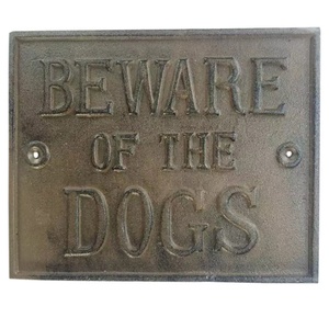 Attenzione al cane in ghisa segno di targa per la porta muro di casa cancello giardino - Product Image 1