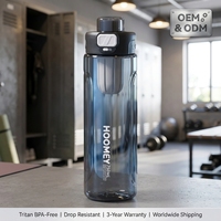 Bouteille d'eau sport Tritan avec compartiment à thé, brosse de nettoyage, compatible eau bouillante, portable, pour étudiants et activités de plein air
