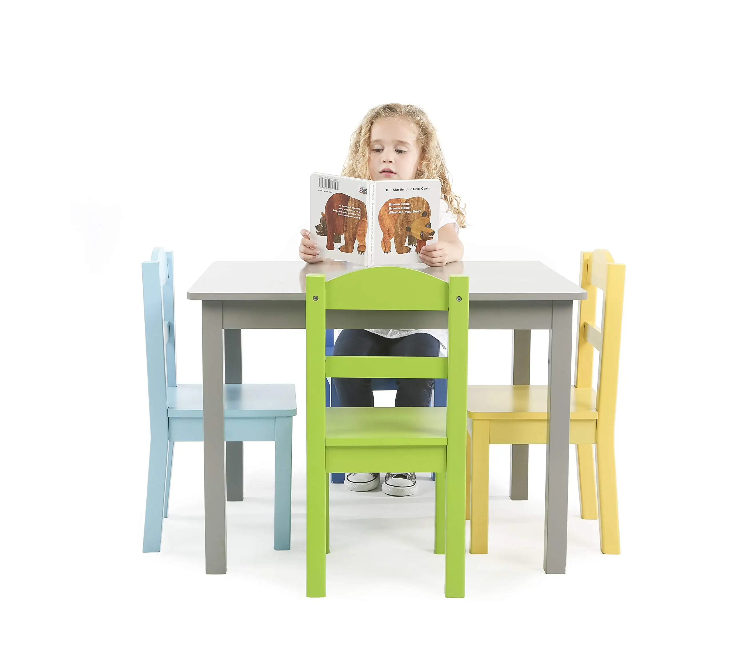 Set furnitur kamar tidur anak-anak, Set meja dan kursi ruang tamu, penyimpanan kayu untuk kegiatan belajar dan bermain