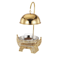 QY Réchaud de Buffet Rond de Luxe Royal Doré 8L en Acier Inoxydable avec Support Suspendu pour Mariages, Hôtels et Traiteurs