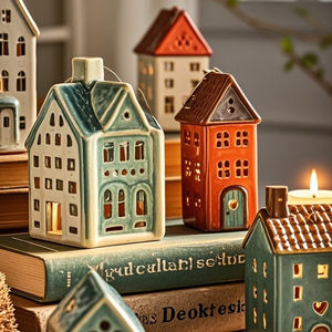 Support de bougie en céramique OEM, bougeoir en grès, petit pot à bougie décoratif de Noël, conteneur pour cadeau promotionnel, fabricant - Product Image 3