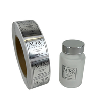 Étiquettes en rouleau de petite taille carrées Bopp argentées de qualité supérieure résistantes aux rayures et à la colle forte pour bouteille