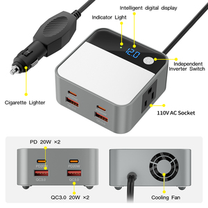 <span class=keywords><strong>Inverter</strong></span> di Potenza DC-AC 200W Tutto in Uno per Auto con Prese USB e AC, Display LED, Protezione da Sovratensioni, Ideale per Campeggio e Cantieri - Product Image 6