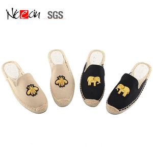 Nicecin sandali con fondo in lino intrecciato di <span class=keywords><strong>paglia</strong></span> economici espadrillas di tela casual femminili tela traspirante pantofole da <span class=keywords><strong>donna</strong></span> fresche all'aperto piatte - Product Image 6