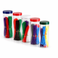 Kabel Pengikat Warna Neon Cerah dalam Stoples, 500pcs Kit Kabel Pengikat Pelangi Campuran, Kemasan Kecil yang Dapat Disesuaikan untuk Penggunaan Kantor & Kreatif