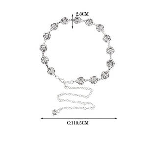 Chaîne de taille en alliage métallique avec plaque <span class=keywords><strong>creuse</strong></span> en forme de fleur Ceinture douce à la mode de style punk transfrontalier - Product Image 4
