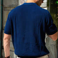 Pull d'été respirant personnalisé OEM & ODM Pull à demi fermeture éclair Pull polo tricoté bleu Pull T-shirts Pull pour hommes