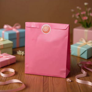 Sacchetti di carta Ilan 16x24 cm 5 pezzi rosa con adesivi per confezioni regalo - Product Image 2