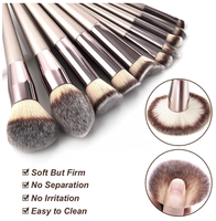 10 pièces champagne pinceau de maquillage or pas cher achat logo personnalisé marque privée vegan fourrure bois pinceaux de maquillage avec étui de poche