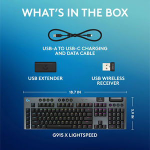Clavier de jeu mécanique sans fil <span class=keywords><strong>Logitech</strong></span> G915 X Lightspeed avec touches PBT double-shot rétroéclairées RVB pour Mac/PC en aluminium - Product Image 6