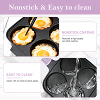 Poêle à crêpes et hamburgers SANLANG, grande taille, robuste, en aluminium moulé, antiadhésive, 4 tasses, avec poignée amovible, compatible four