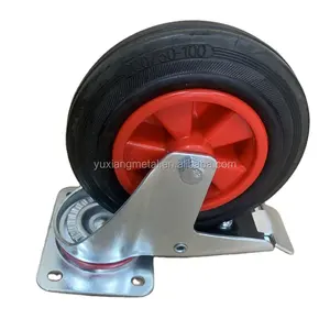 3-8 inch PP core PU castor wheel manufacture load steel core rubber swivel castor for shopping trolley