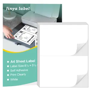 A4 Size 2 Labels Per Sheet Die Cut Address Self-Adhesive Stickers For Inkjet Printer For Shipping Labels Printable Paper