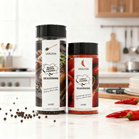 Nouveau design 2025 – Pot à épices en plastique personnalisé de 120 ml, 150 ml, 200 ml, 250 ml avec couvercle à clapet papillon – Impression de logo acceptée