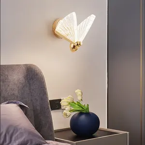 Новый настенный светильник с бабочкой, Скандинавский современный минималистский роскошный лестница, прикроватная Спальня, фон, украшение для освещения прохода