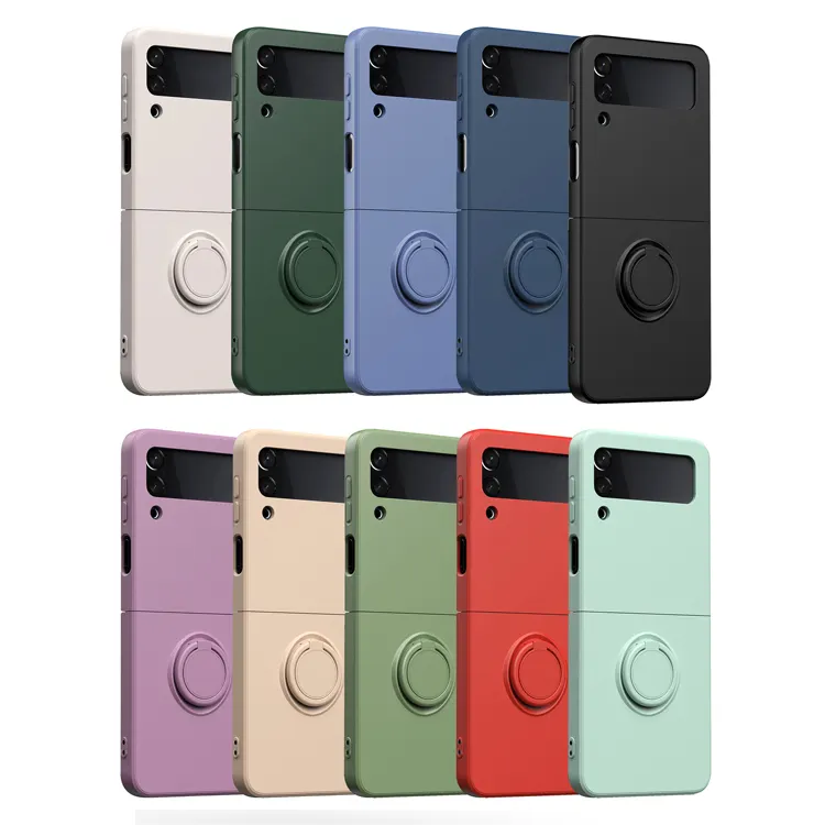 Colorful Matte Silicone TPU Phone Case With Magnetic Ring Holder Microfiber Z Flip 3 Shockproof For Samsung Galaxy Z Flip3 Case