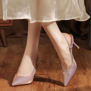 Zapatos de Tacón Alto con Correa en T, Punta Puntiaguda, Tacón de Aguja, Forro de Cuero, Color Sólido, Tendencia de Moda, Zapatos de Mujer 7755B - Product Image 3