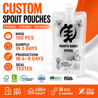 Pochette Doypack Transparente Personnalisée avec Bec Verseur et Bouchon à Vis pour Jus, Boissons et Aliments – Qualité Alimentaire, en Mylar