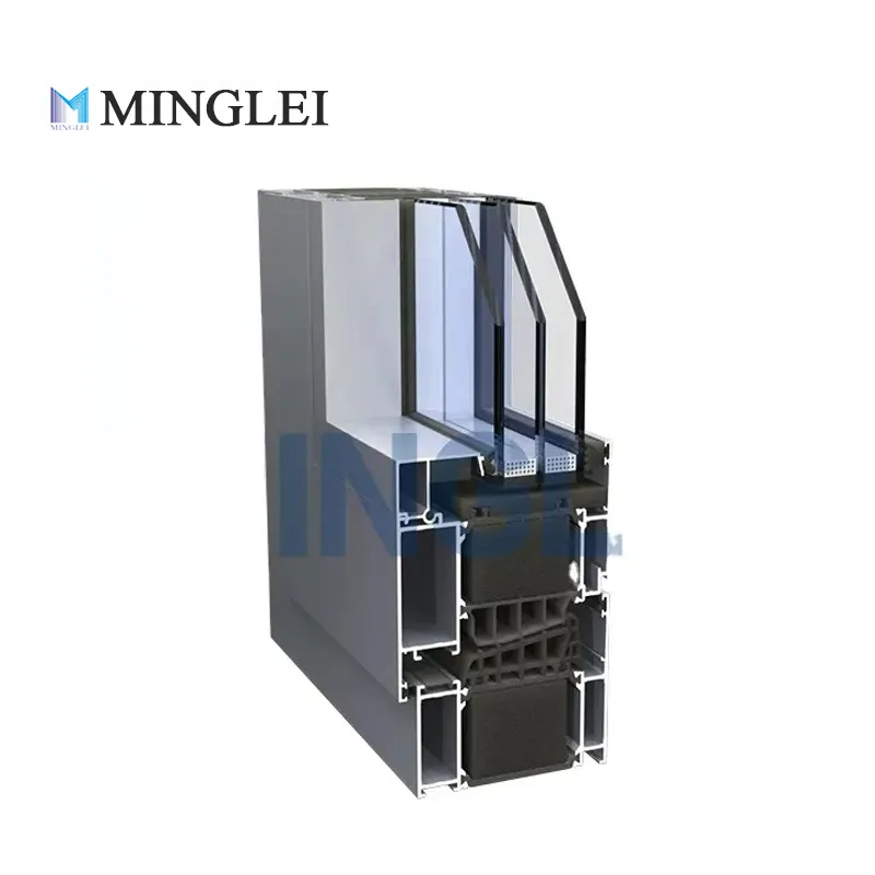Minglei European standard thermal break aluminium triple pane windows triple glazed windows