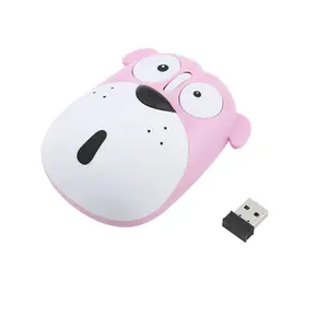 Animal Cute Cartoon Lucky Dog Mouse Souris optique USB sans fil rechargeable Silencieuse 1200 DPI Souris d'ordinateur ergonomique