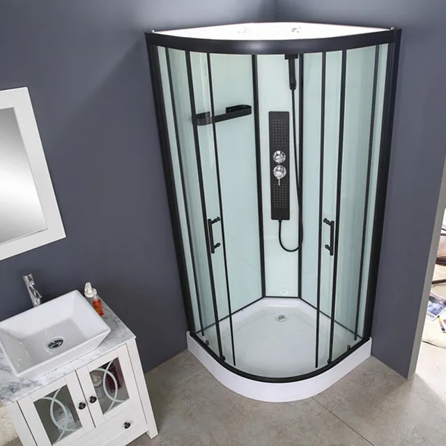 Cabina de ducha cerrada de Instalación rápida, 90x90x215cm, con bandeja de ducha de 15cm