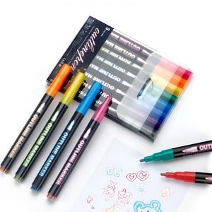 ชุดปากกาเน้นข้อความแบบสองเส้น คอนทัวร์ แฟนตาซี แฟลช แฮนด์ แอคเควนท์ สำหรับนักเรียน เด็ก ใช้สำหรับทำการ์ด<span class=keywords><strong>อวยพร</strong></span>ในวันหยุด  พร้อมปากกาอาร์ตมาร์กเกอร์ - Product Image 1