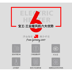 Calentador Eléctrico Industrial Portátil Protech de 5kW 380V PTC con Termostato Ajustable para Calefacción de Talleres - Product Image 6